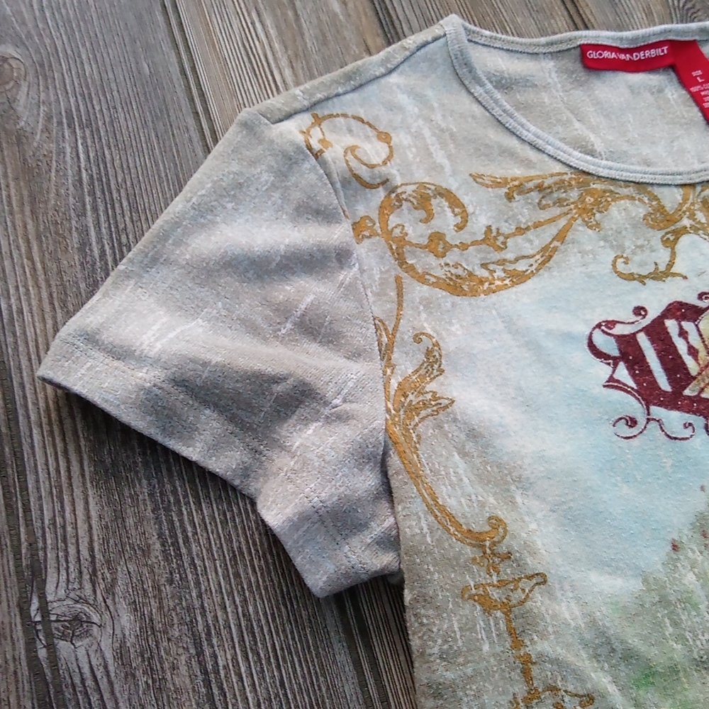 Crew Neck Short Sleeve Eccentric Pattern T-shirt Top - Picture 9 of 11